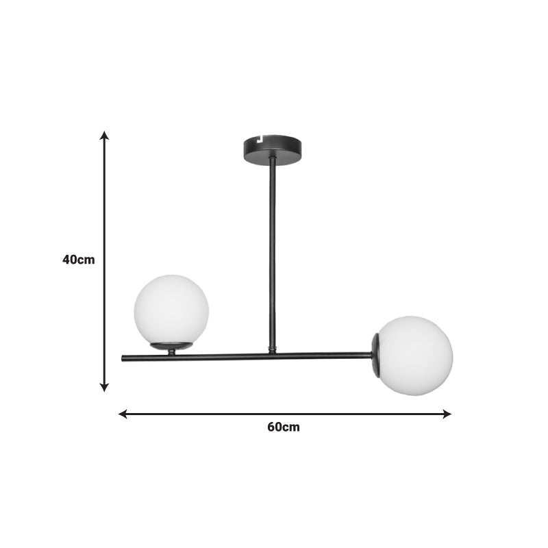 Φωτιστικό οροφής δίφωτο Opedro pakoworld E27 μαύρο μέταλλο 60x30x40εκ pakoworld