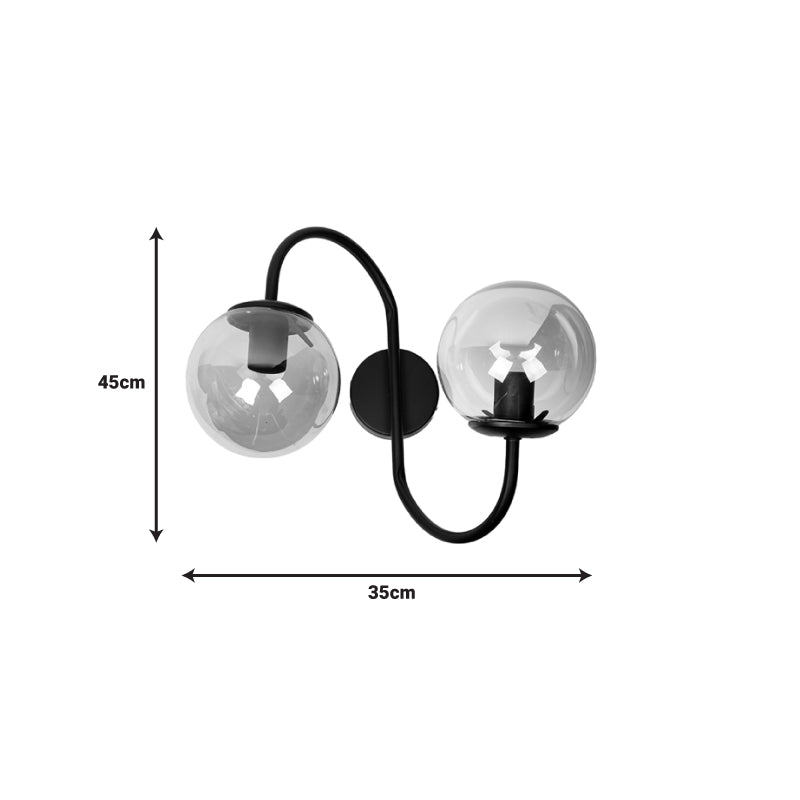 Φωτιστικό τοίχου δίφωτο-απλίκα Verco pakoworld E27 μαύρο μέταλλο Φ35x45εκ pakoworld