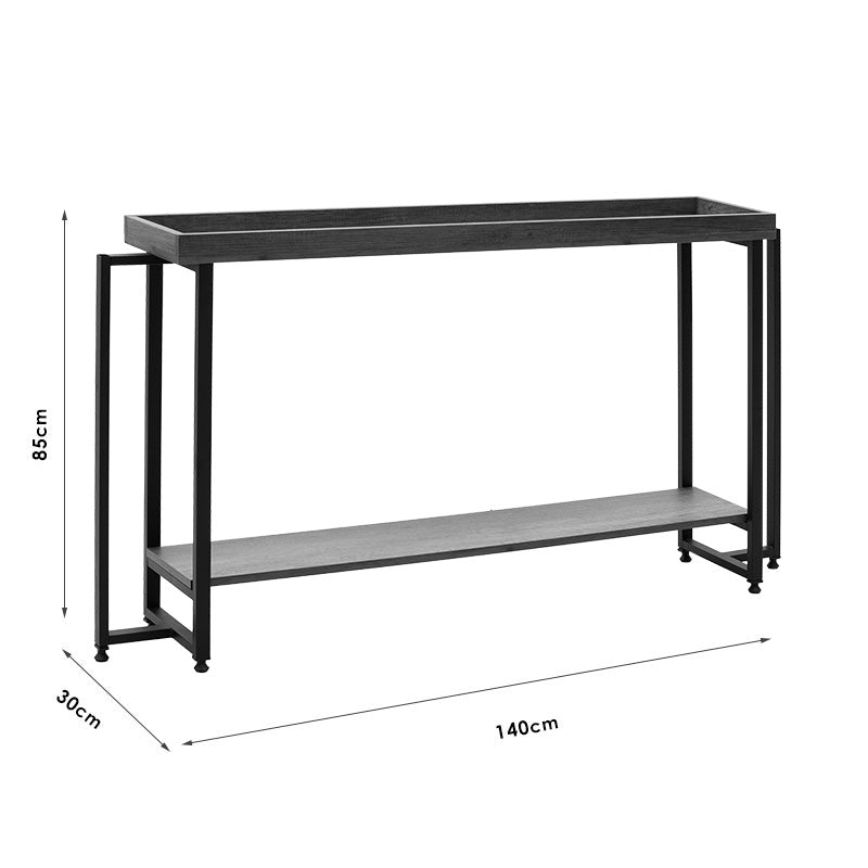 Κονσόλα Nolan pakoworld καρυδί-μαύρο 140x30x85εκ pakoworld