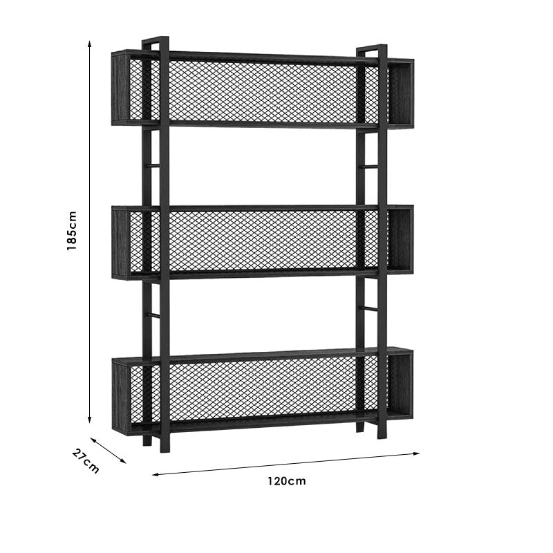 Βιβλιοθήκη Fifer pakoworld καρυδί-μαύρο 120x27x185εκ pakoworld