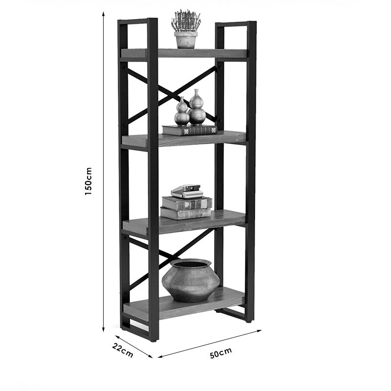 Βιβλιοθήκη Crimson pakoworld καρυδί-μαύρο 50x22x150εκ pakoworld