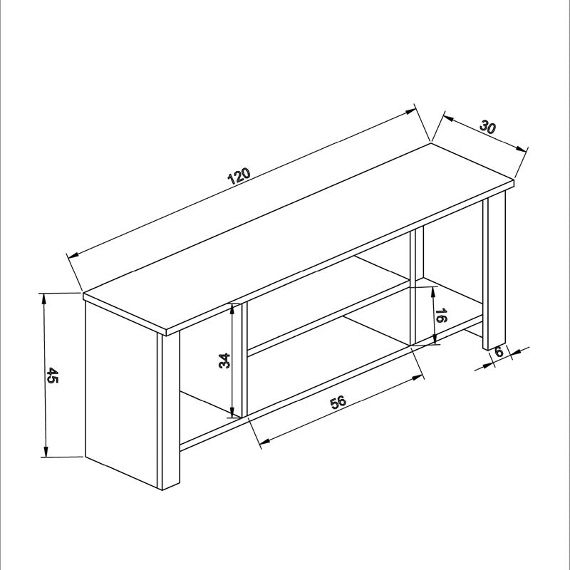 Έπιπλο τηλεόρασης Tserium pakoworld μελαμίνης φυσικό 120x30x45εκ pakoworld