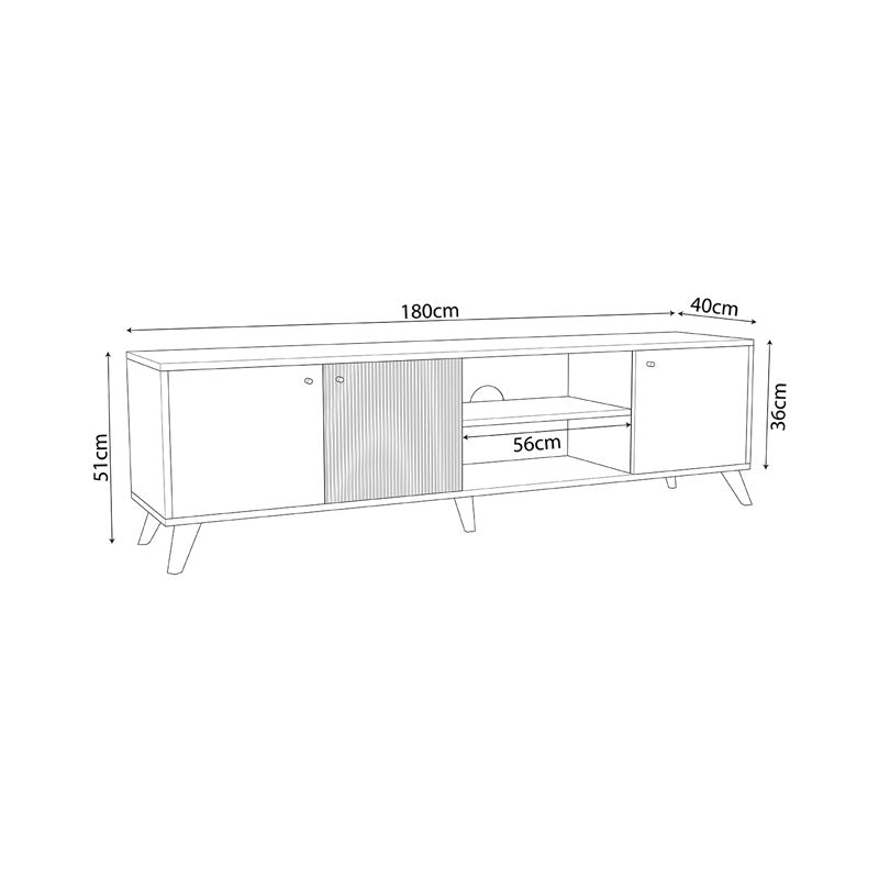 Έπιπλο τηλεόρασης Flipter pakoworld μελαμίνης sonoma-μαύρο 180x40x51εκ pakoworld