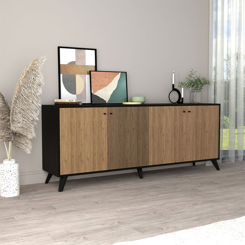 Μπουφές Flipter pakoworld μελαμίνης oak-μαύρο 180x40x78,6εκ pakoworld