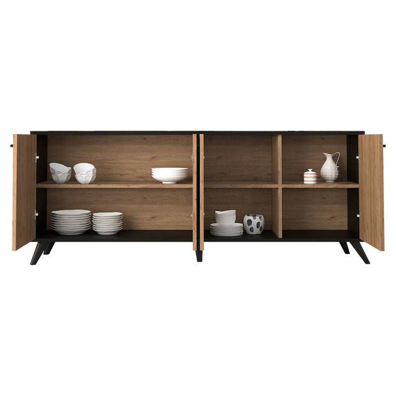 Μπουφές Flipter pakoworld μελαμίνης oak-μαύρο 180x40x78,6εκ pakoworld