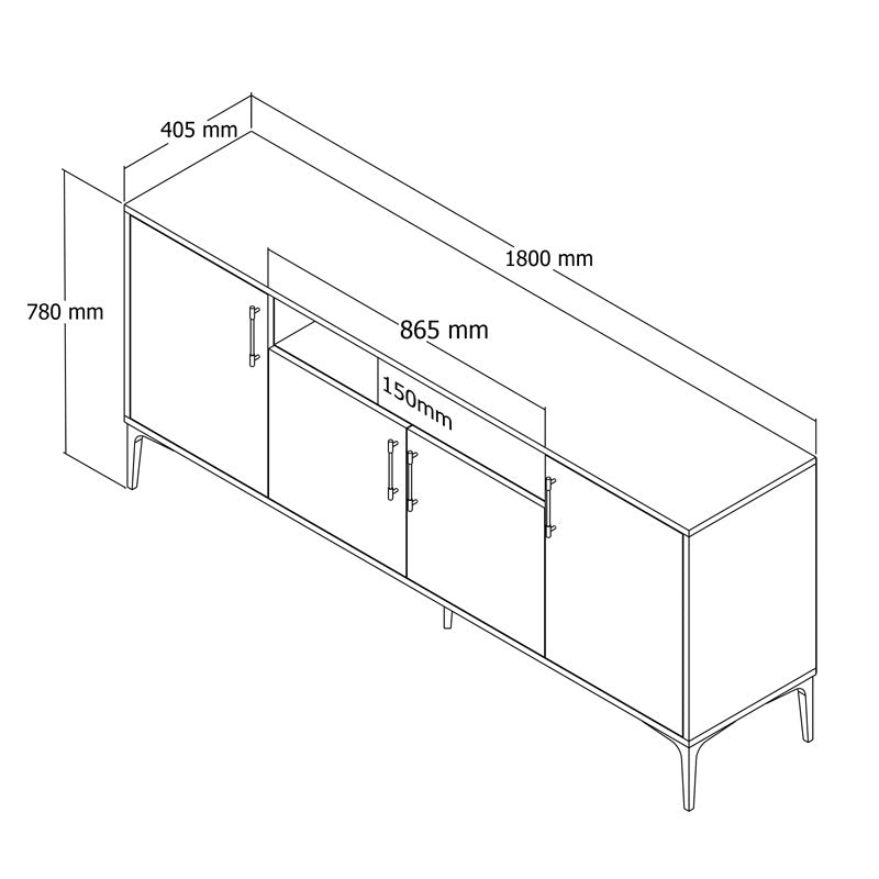 Μπουφές Fumomel pakoworld μελαμίνης sonoma-ανθρακί-μαύρο 180x40,5x78εκ pakoworld