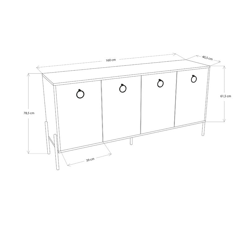 Μπουφές Twely pakoworld μελαμίνης καρυδί-μαύρο 160x40,5x79εκ pakoworld