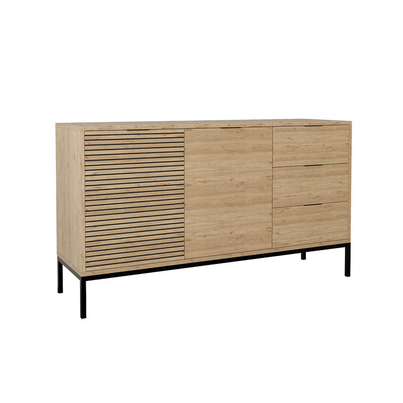 Μπουφές Leodrif pakoworld μελαμίνης oak-μαύρο 140x40x80εκ pakoworld