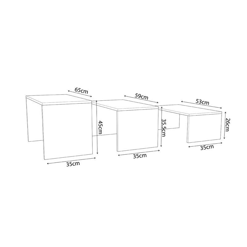 Τραπέζι σαλονιού Alteo pakoworld μελαμίνης oak-λευκό 65x45x35εκ pakoworld