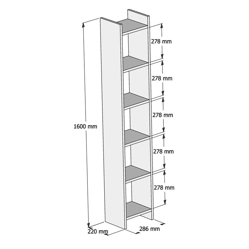 Βιβλιοθήκη Darco pakoworld μελαμίνης oak-λευκό 28.6x22x160εκ pakoworld