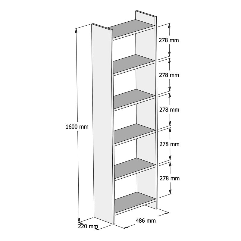 Βιβλιοθήκη Darco pakoworld μελαμίνης oak-λευκό 48.6x22x160εκ pakoworld