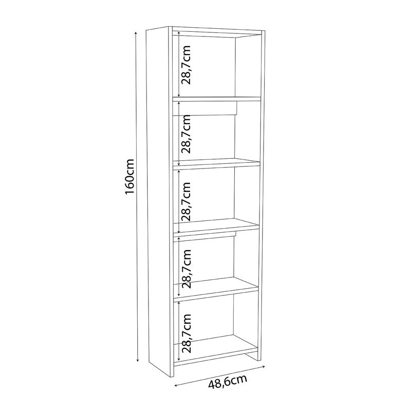 Βιβλιοθήκη Robelo pakoworld μελαμίνης oak 48.6x22x160εκ pakoworld