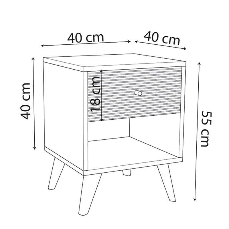 Κομοδίνο Flipter pakoworld μελαμίνης μαύρο-oak 40x40x55εκ pakoworld