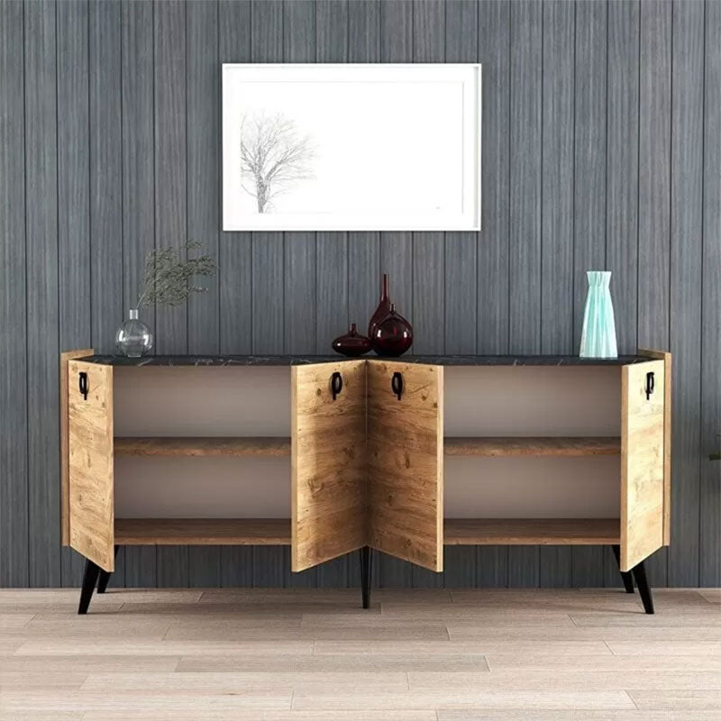 Μπουφές Jeslie pakoworld μελαμίνης oak-ανθρακί 180x40x79εκ pakoworld