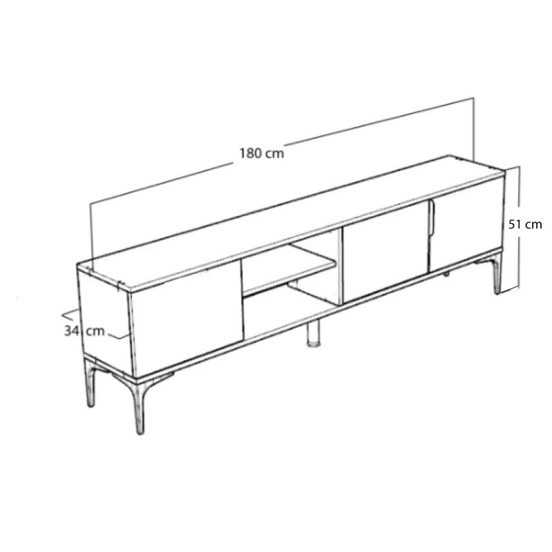 Έπιπλο τηλεόρασης Kowel pakoworld μελαμίνης λευκό-oak 180x34x51εκ pakoworld