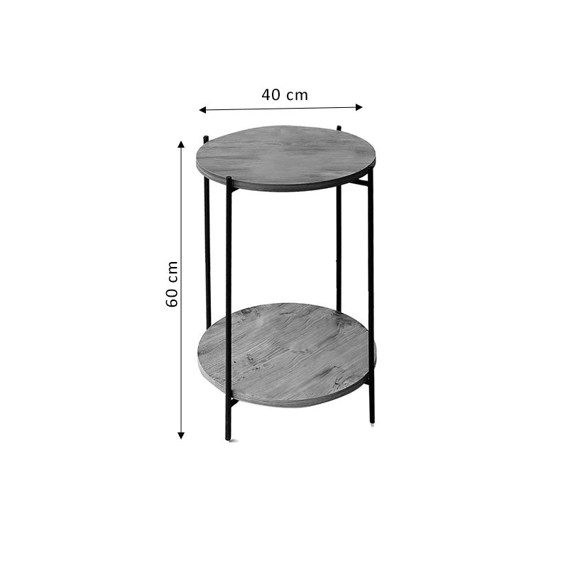 Βοηθητικό τραπέζι Tsouki pakoworld oak-μαύρο Φ40x60εκ pakoworld