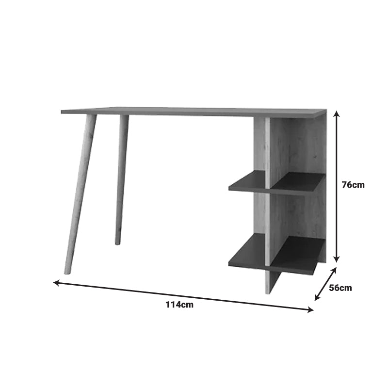 Γραφείο εργασίας Zelon PW σε oak- ανθρακί απόχρωση 114x56x76εκ