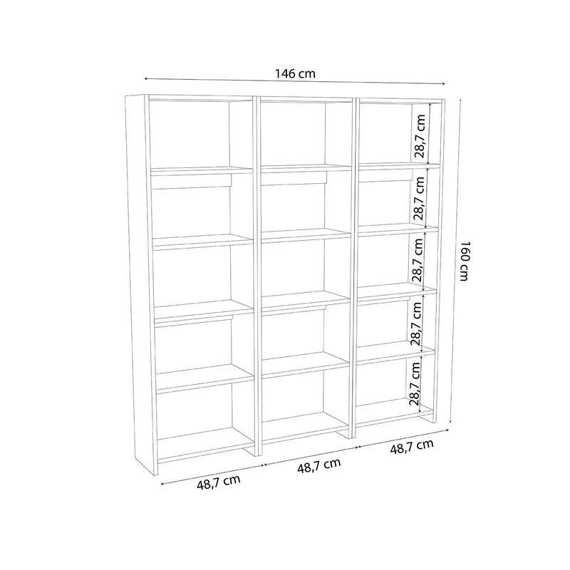 Βιβλιοθήκη Nolen PW σε oak  απόχρωση 146x22x123εκ