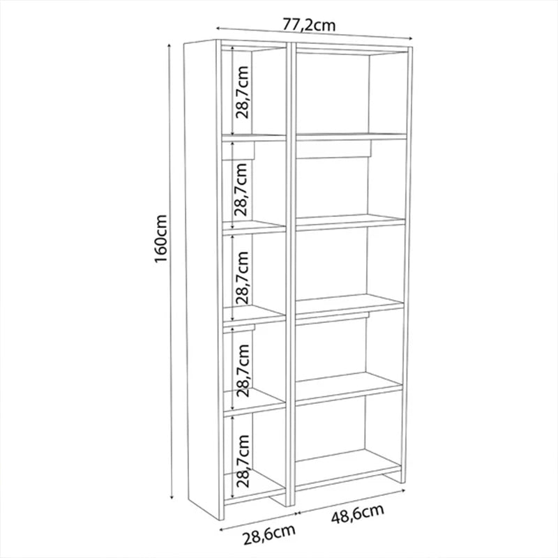 Βιβλιοθήκη Zen PW σε λευκή απόχρωση 77x22x160εκ