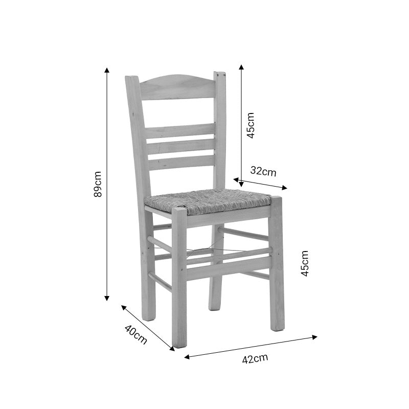 Καρέκλα καφενείου με ψάθα Ronson-Charchie pakoworld άβαφο ξύλο 42x40x89εκ pakoworld