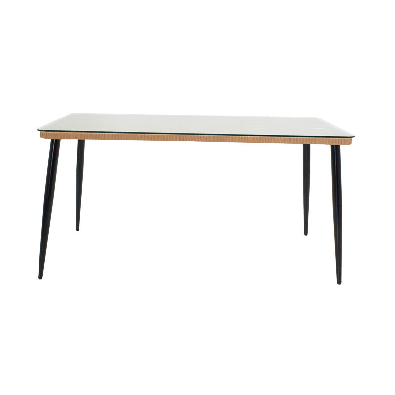 Τραπεζαρία Naoki E pakoworld σετ 5 τμχ rattan φυσικό-μαύρο μέταλλο-γυαλί 160x90x78εκ pakoworld