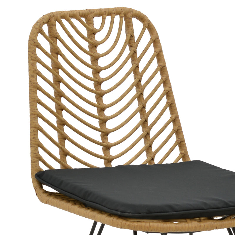 Τραπεζαρία Naoki E pakoworld σετ 5 τμχ rattan φυσικό-μαύρο μέταλλο-γυαλί 160x90x78εκ pakoworld