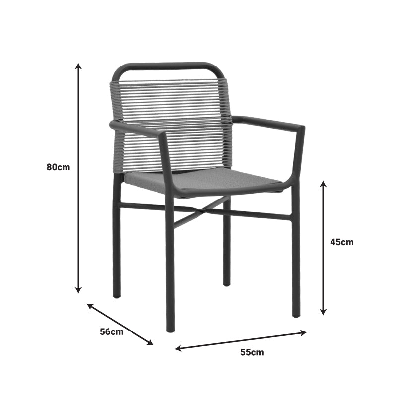 Τραπεζαρία Kliton-Clutch σετ 3τεμ pakoworld  αλουμίνιο σε ανθρακί απόχρωση 80x80x74εκ pakoworld