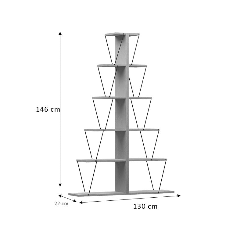 Βιβλιοθήκη mini Tars pakoworld sonoma-μαύρο 130x22x146εκ pakoworld