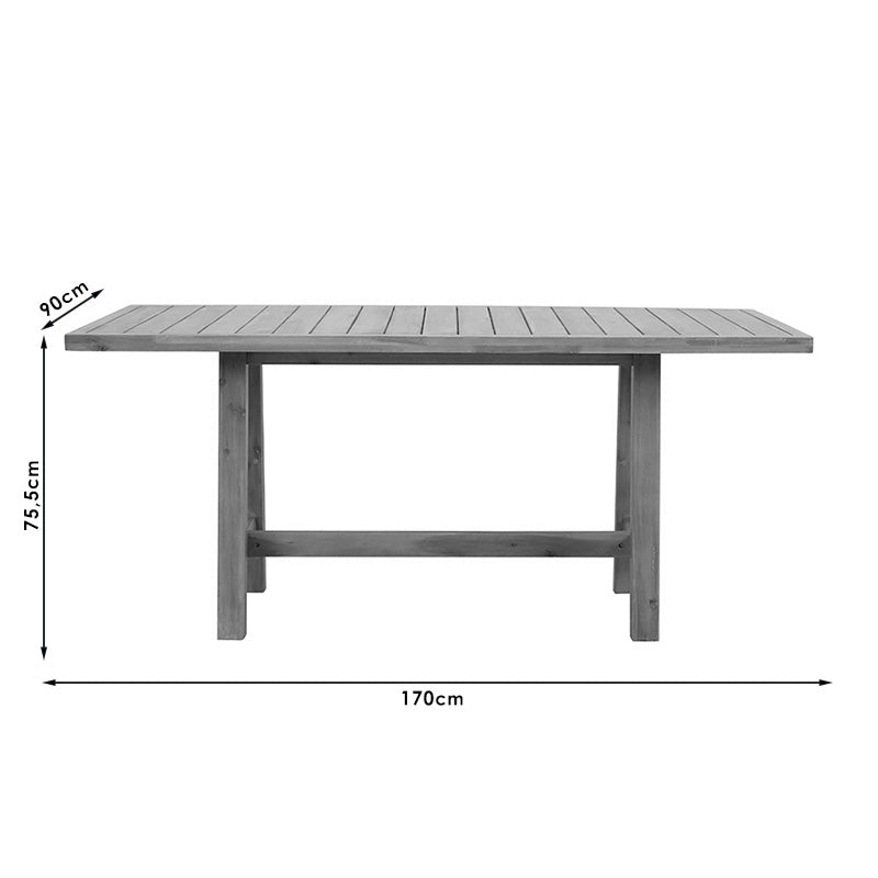 Τραπέζι Malibu pakoworld μασίφ ξύλο ακακίας 170x90x75.5εκ pakoworld