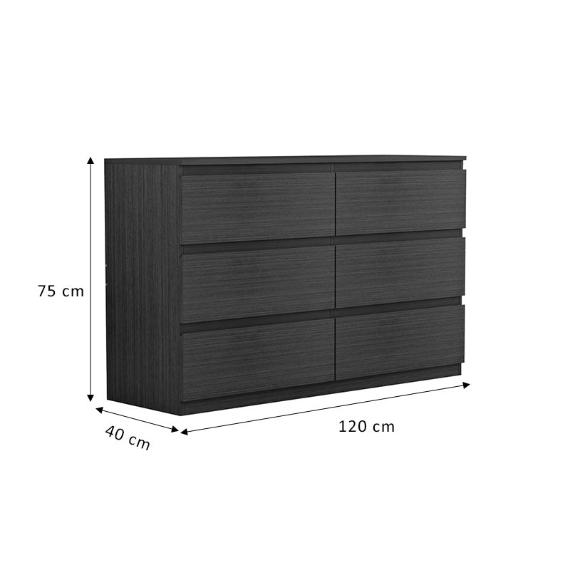 Συρταριέρα Cindy pakoworld 6 συρταριών wenge 120x40x75εκ pakoworld