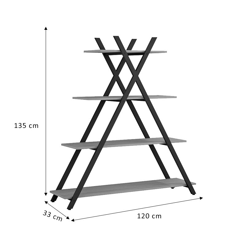 Βιβλιοθήκη Tree pakoworld μαύρο-φυσικό 120x33x135εκ pakoworld