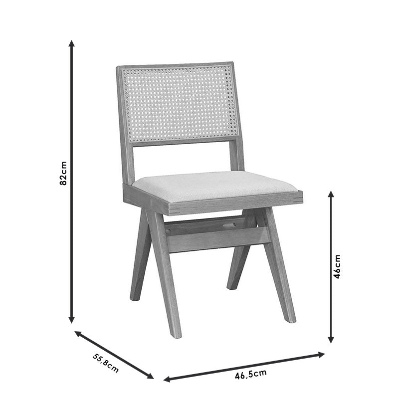 Καρέκλα Winslow pakoworld ξύλο rubberwood ανοικτό καρυδί-pvc rattan φυσικό-ύφασμα γκρι pakoworld