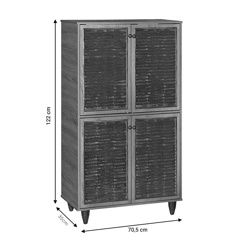 Παπουτσοθήκη-ντουλάπι Ronan pakoworld χρώμα wenge 70.5x35x122εκ pakoworld