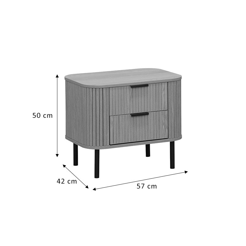 Κομοδίνο Scandi pakoworld με 2 συρτάρια φυσικό-μαύρο 57x42x50εκ pakoworld