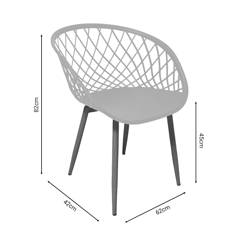 Πολυρόνα Ezra pakoworld λευκό pp-πόδι μαύρο μέταλλο 62x42x82εκ pakoworld