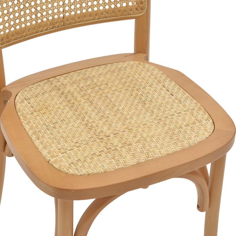 Καρέκλα Kalliope pakoworld φυσικό ξύλο οξιάς-φυσικό rattan 45x50x89εκ pakoworld