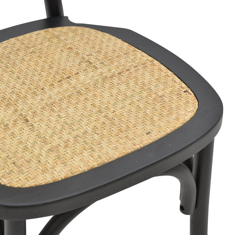 Καρέκλα Zoel pakoworld μαύρο ξύλο οξιάς-φυσικό rattan 45x52x82εκ pakoworld