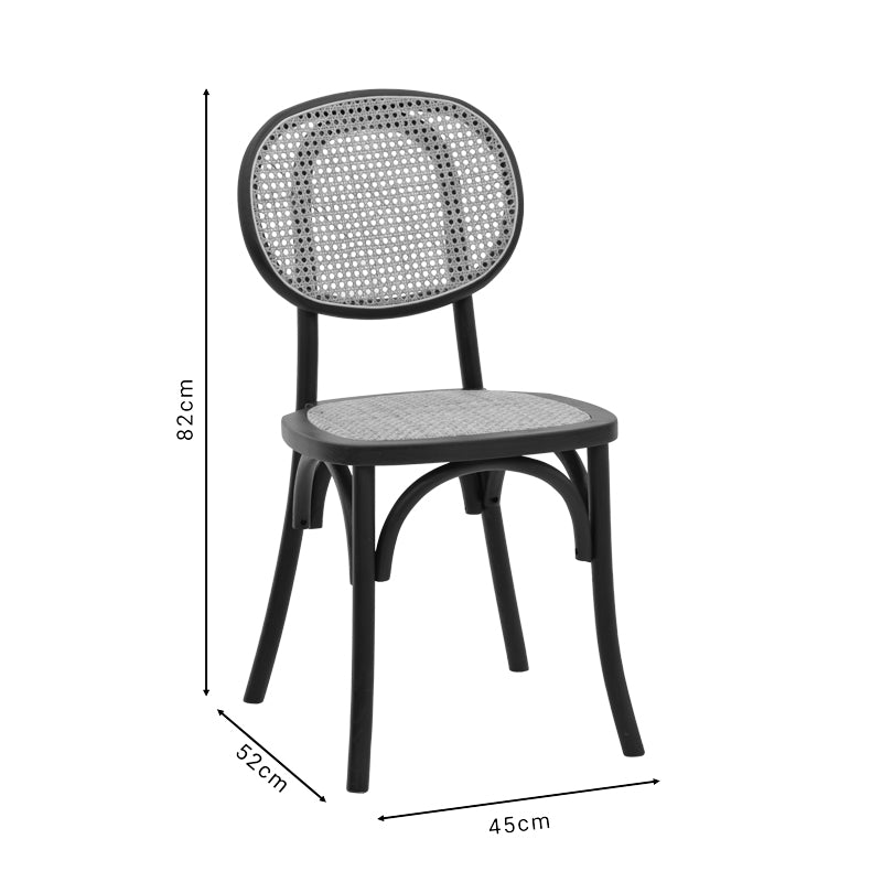 Καρέκλα Zoel pakoworld μαύρο ξύλο οξιάς-φυσικό rattan 45x52x82εκ pakoworld