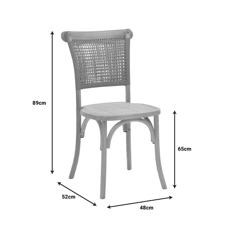 Καρέκλα Karley pakoworld φυσικό ξύλο οξιάς-έδρα φυσικό rattan 48x52x89εκ pakoworld