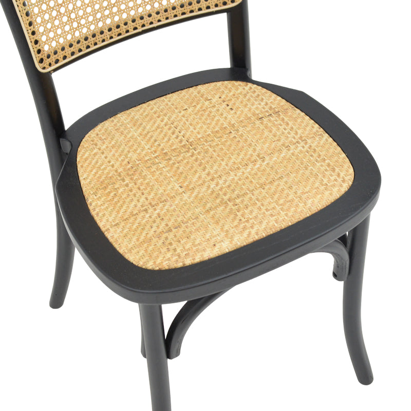 Καρέκλα Zozele pakoworld φυσικό rattan pe-μαύρο toon wood 45x51x88εκ pakoworld