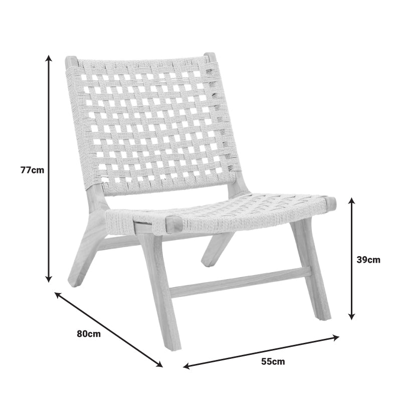 Πολυθρόνα Polisin pakoworld σχοινί-rubberwood σε φυσική απόχρωση 55x80x77εκ pakoworld