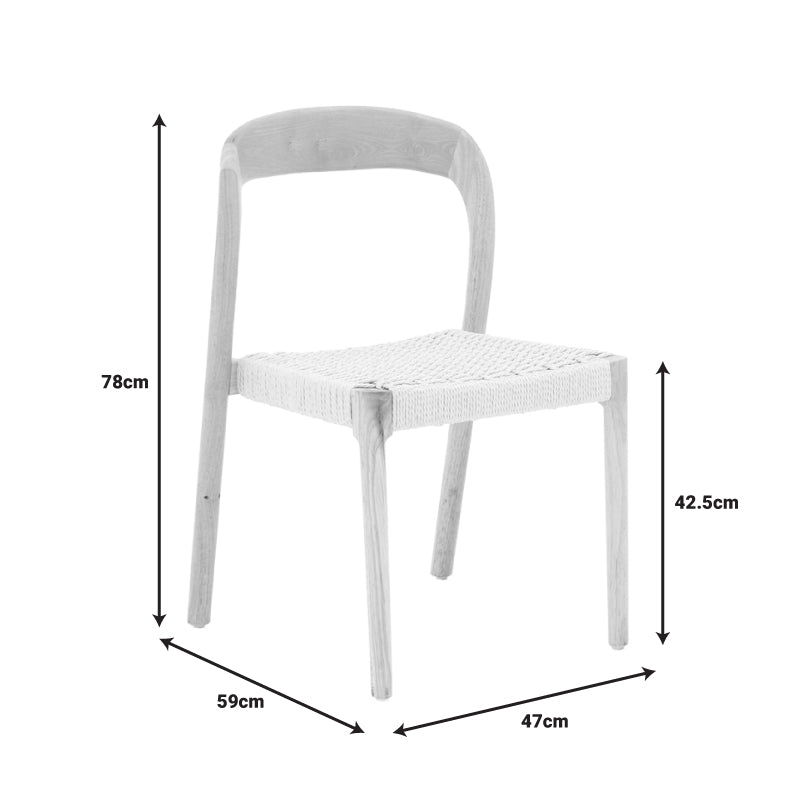 Καρέκλα Tavrine pakoworld σχοινί-rubberwood σε φυσική απόχρωση 47x59x78εκ pakoworld