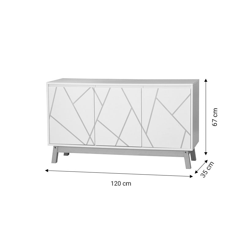 Μπουφές Aria pakoworld λευκό-φυσικό 120x35x67 εκ pakoworld