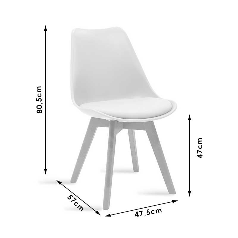 Καρέκλα Gaston pakoworld PP-PU λευκό-φυσικό πόδι 53.5x48.5x83εκ pakoworld