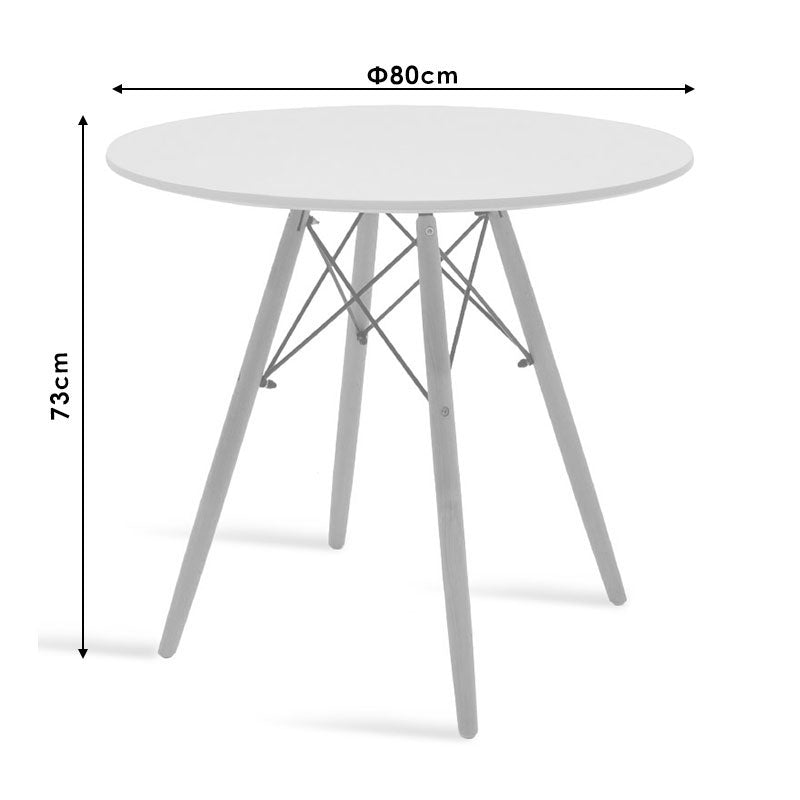 Τραπέζι Julita pakoworld MDF μαύρο-πόδια φυσικό Φ80x73εκ pakoworld