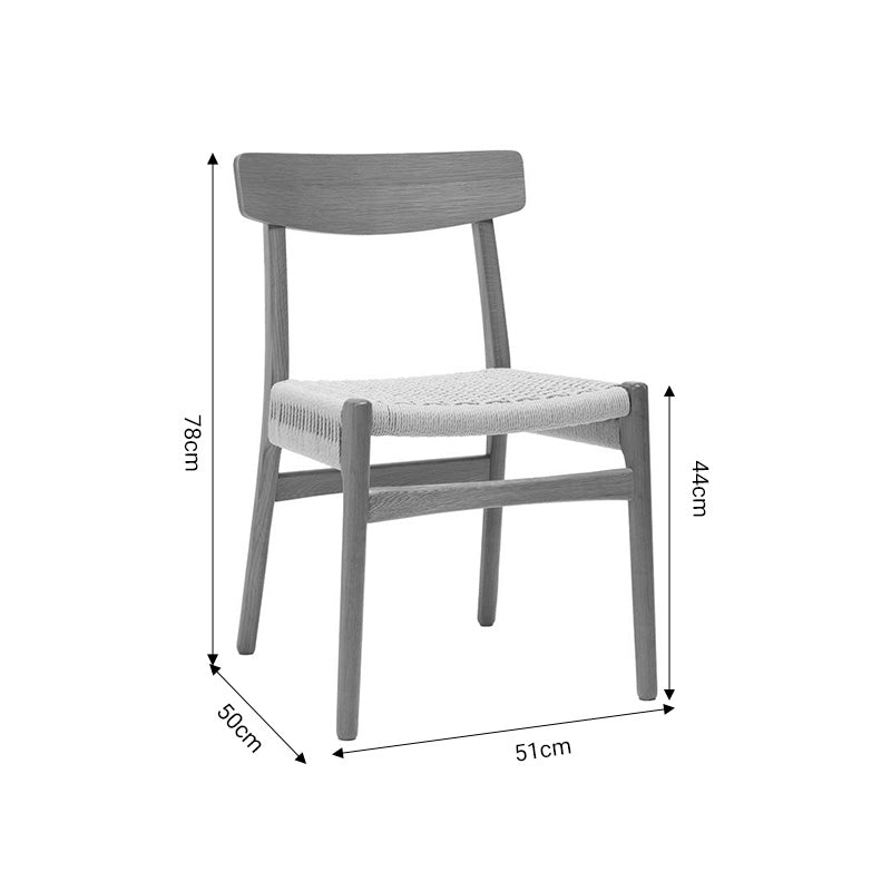 Καρέκλα Safal pakoworld oak δρυς ξύλο-έδρα εκρού σχοινί 51x50x78εκ pakoworld