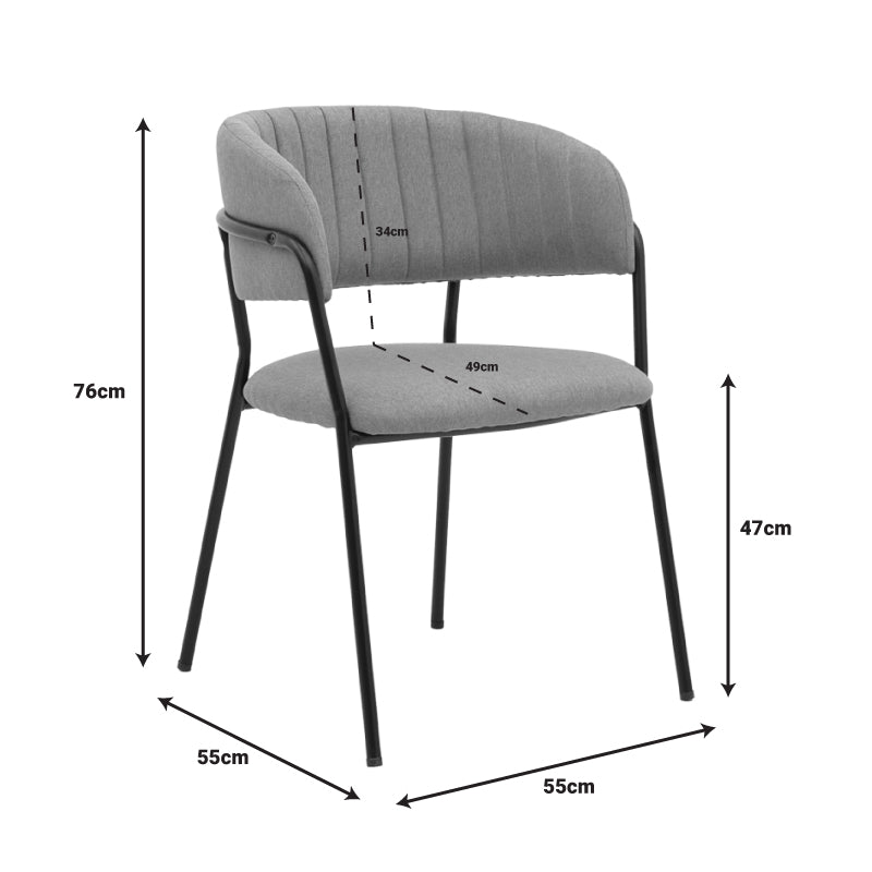 Καρέκλα Morel pakoworld μπεζ ύφασμα-πόδι μαύρο μέταλλο 55x55x76εκ pakoworld