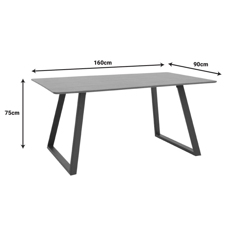 Τραπέζι Winor pakoworld καρυδί mdf-πόδι μαύρο μεταλλικό 160x90x75εκ pakoworld