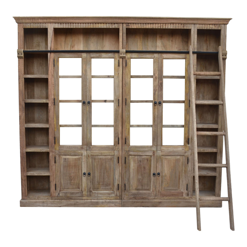 Βιβλιοθήκη Librardy Inart lime wash μασίφ mango ξύλο 247x35x220εκ INART