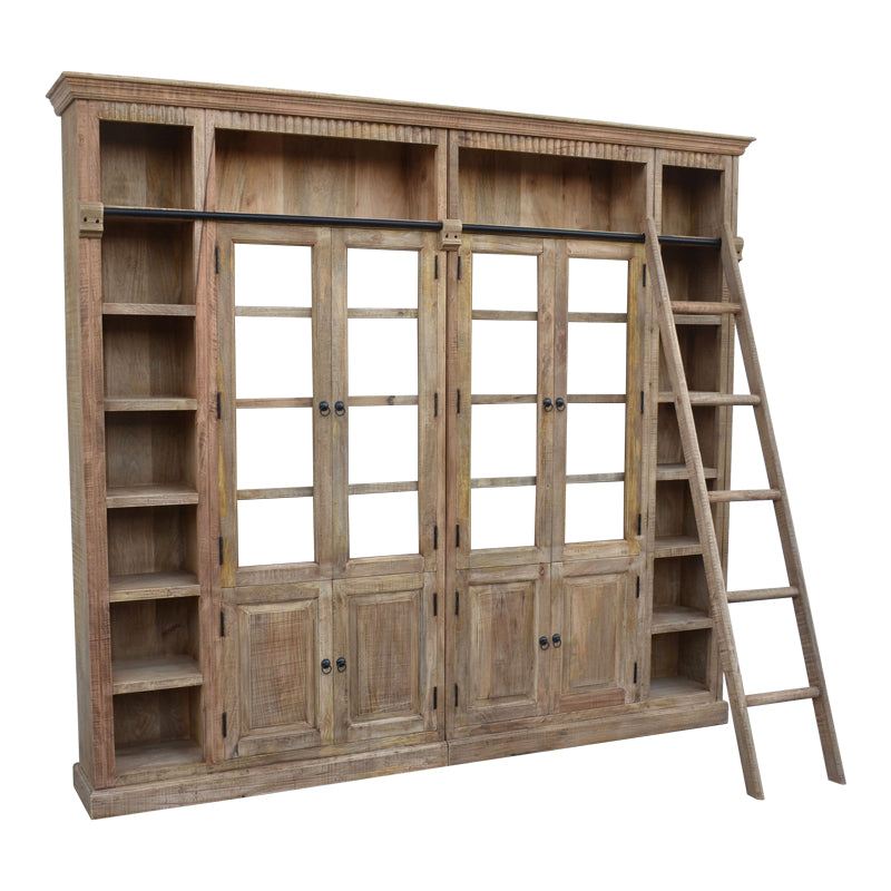 Βιβλιοθήκη Librardy Inart lime wash μασίφ mango ξύλο 247x35x220εκ INART